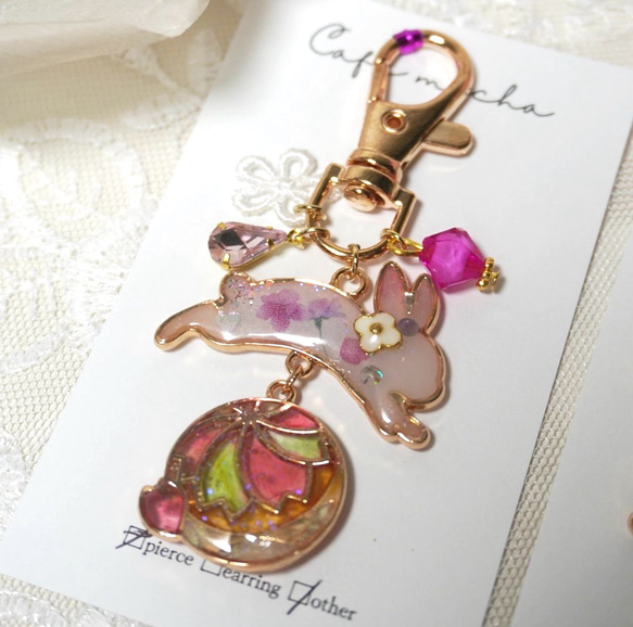 桜デザイン うさぎちゃん レジンヘアゴム No 593♡レジンヘアゴム