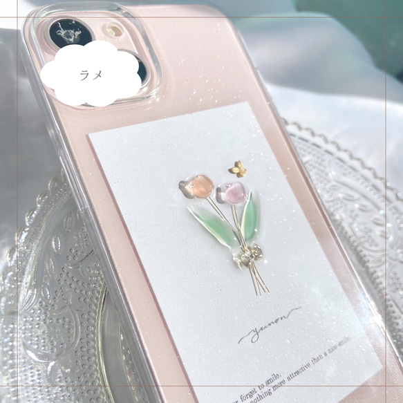 YN-so6,【tulip×butterfly】,iPhoneケース　全機種対応　iPhone13 iPhone14, 6枚目の画像