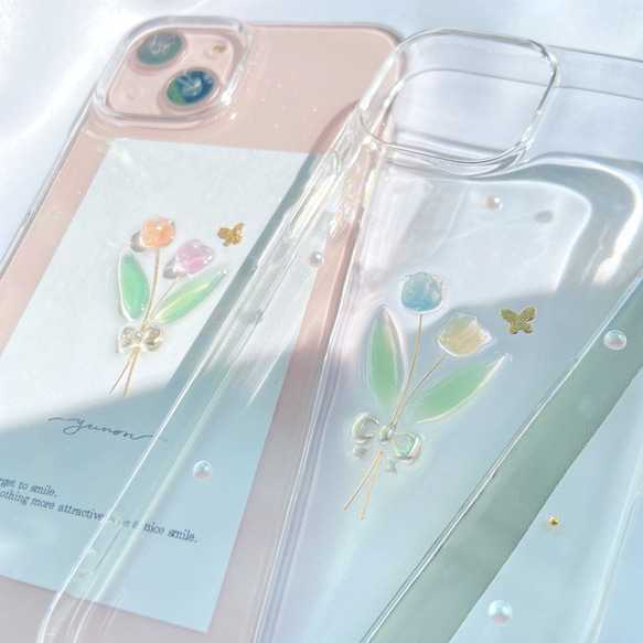 YN-so6,【tulip×butterfly】,iPhoneケース　全機種対応　iPhone13 iPhone14, 11枚目の画像