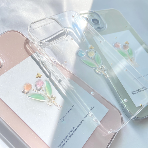 YN-so6,【tulip×butterfly】,iPhoneケース　全機種対応　iPhone13 iPhone14, 9枚目の画像