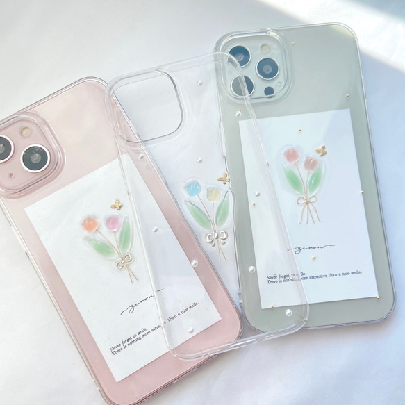 YN-so6,【tulip×butterfly】,iPhoneケース　全機種対応　iPhone13 iPhone14, 12枚目の画像