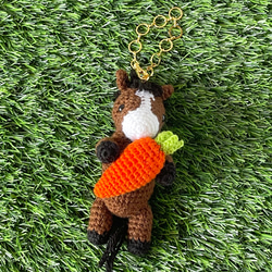 受注制作】お馬さんのあみぐるみストラップ【栗毛】 キーホルダーや