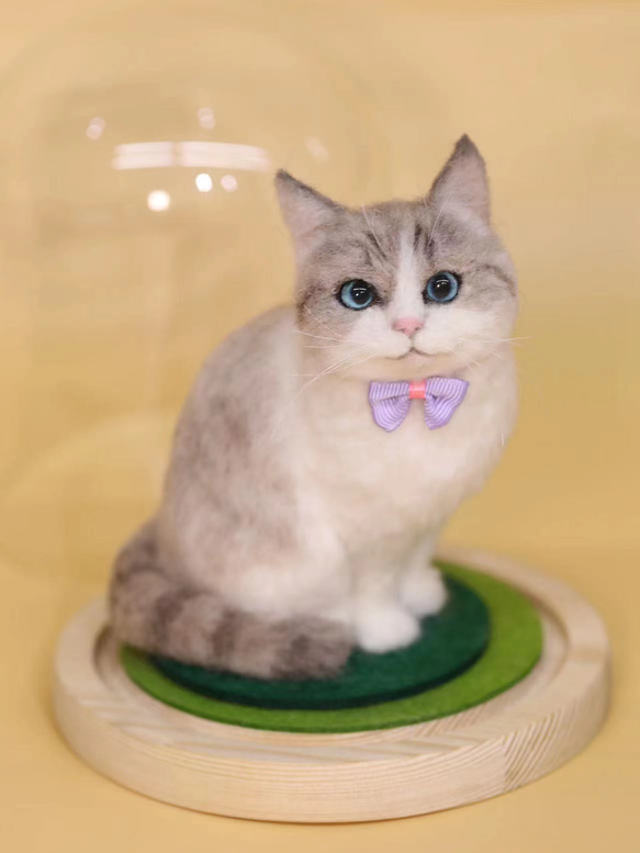 羊毛フェルト　うちの子　オーダー　ミケ猫　リアル猫　猫人形 オーダーメイドペット】羊毛フェルト、うちの子 猫ぬいぐるみ