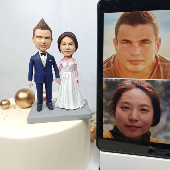 ケーキトッパー オーダーメイド 似顔絵プレゼント フィギュア人形ぬいぐるみ 結婚式祝い 周年記念日 夫婦 カップル 両親 