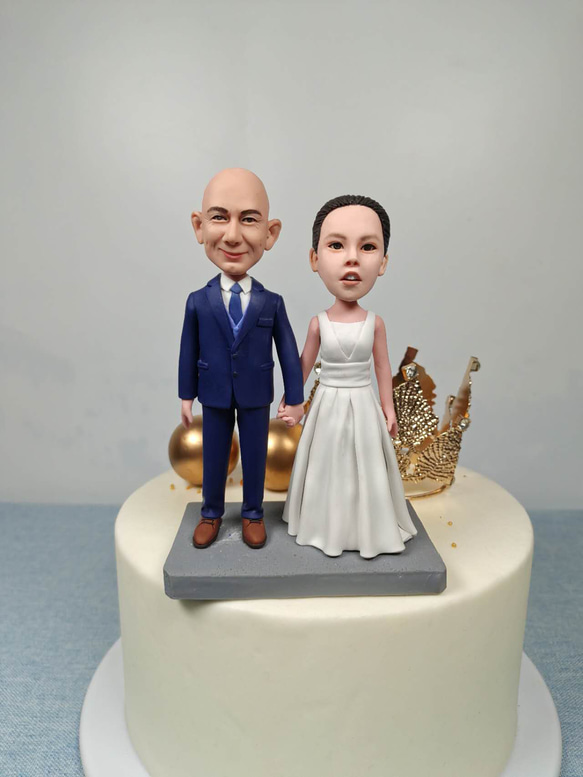 ケーキトッパー オーダーメイド 似顔絵プレゼント フィギュア人形ぬいぐるみ 結婚式祝い 周年記念日 夫婦 カップル 両親 6枚目の画像