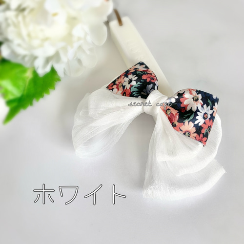 フラワー＆ラメシフォンのトリプルリボン パーツが選べるヘア
