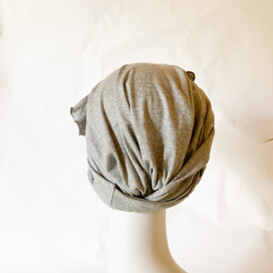 ターバン風　ケアキャップ　杢グレー　ニット　ソフト　ケア帽子　医療用帽子　プレゼント 7枚目の画像