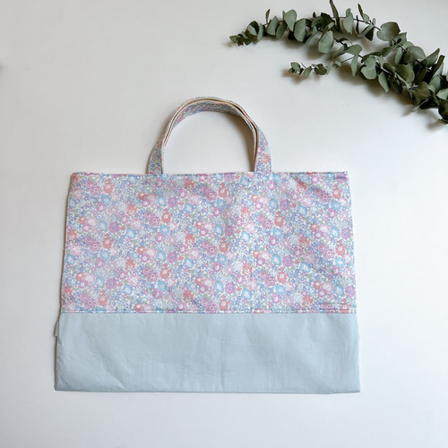 レッスンバッグ❁⃘ リバティ ラメ入りミシェル切替◇選べるワッペン