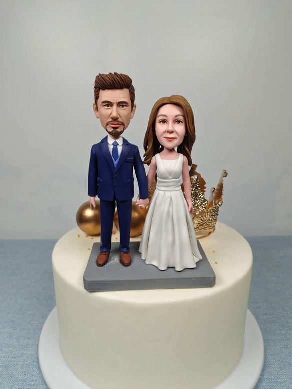 ケーキトッパー オーダーメイド 似顔絵プレゼント フィギュア人形ぬいぐるみ 結婚式祝い 周年記念日 夫婦 カップル 両親 5枚目の画像