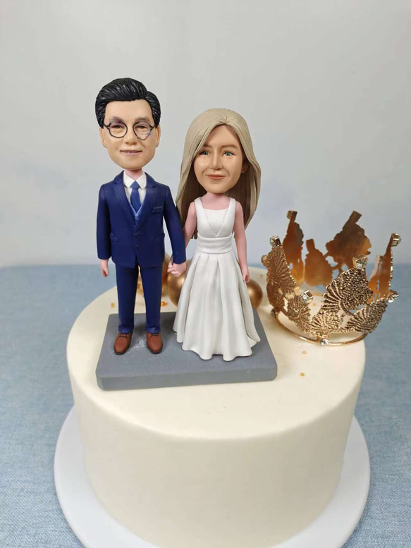 ケーキトッパー オーダーメイド 似顔絵プレゼント フィギュア人形ぬいぐるみ 結婚式祝い 周年記念日 夫婦 カップル 両親 4枚目の画像