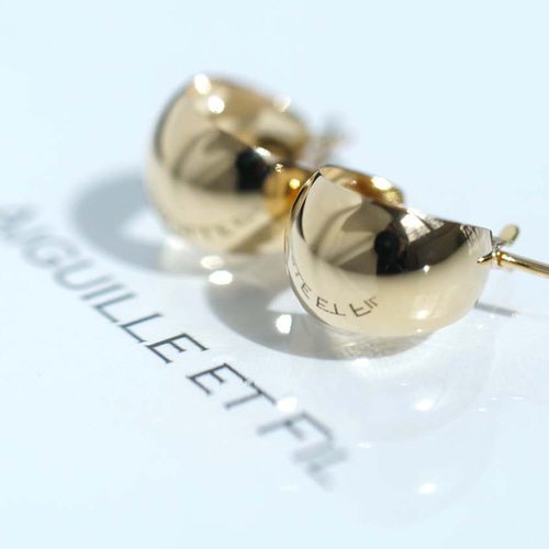 送料無料】K18 ムーンフープピアス 7mm×10mm ペア ピアス