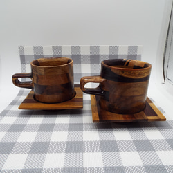 寄木のマグカップとソーサ　（ミニ）① 3枚目の画像