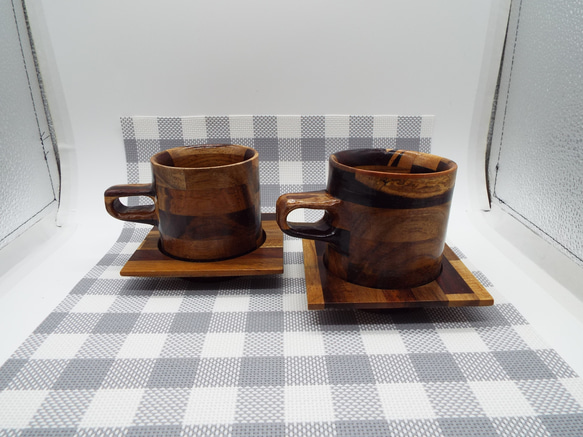 寄木のマグカップとソーサ　（ミニ）① 3枚目の画像