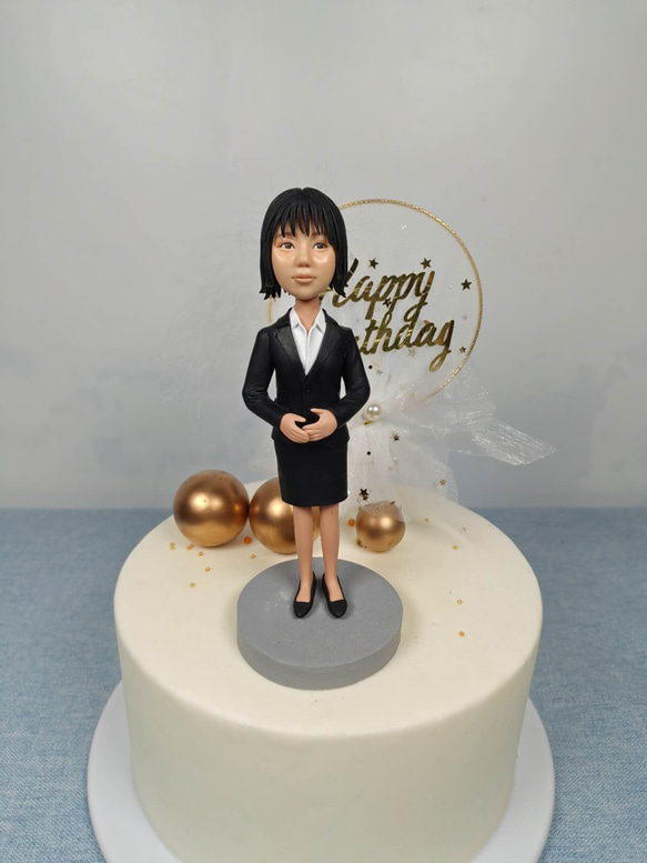 ケーキトッパー オーダーメイド 似顔絵プレゼント フィギュア人形ぬいぐるみ 上司社長友達 昇進退職還暦祝い記念日誕生日 5枚目の画像