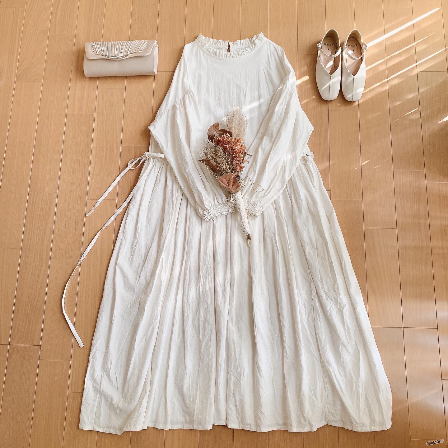 ☆受注制作☆コットンリネン☆晴れの日ワンピース☆ボリュームバージョン☆フリル襟とバルーン袖のワンピース☆フリーサイズ 12,425円