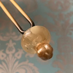アンティークガラス素材の懐古的なマーブル模様の玉かんざし「ギヤマン・ミルキィ」 3枚目の画像