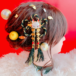 人気☆キツネ☆ミニお面☆組紐☆タッセル☆お祭り髪飾り☆成人式髪飾り