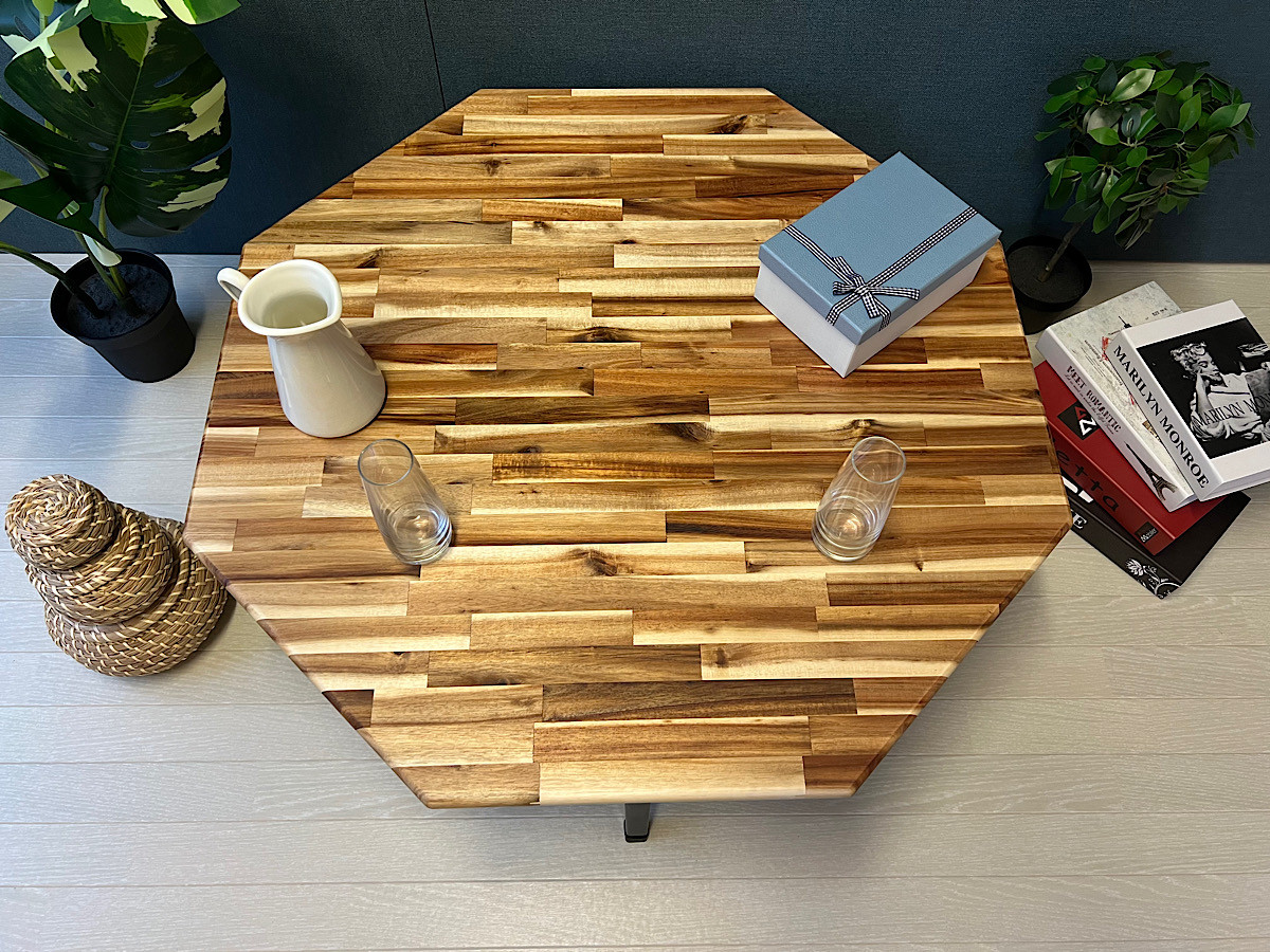 【送料無料】 ローテーブル 8角 90cm アカシア 折りたたみ脚