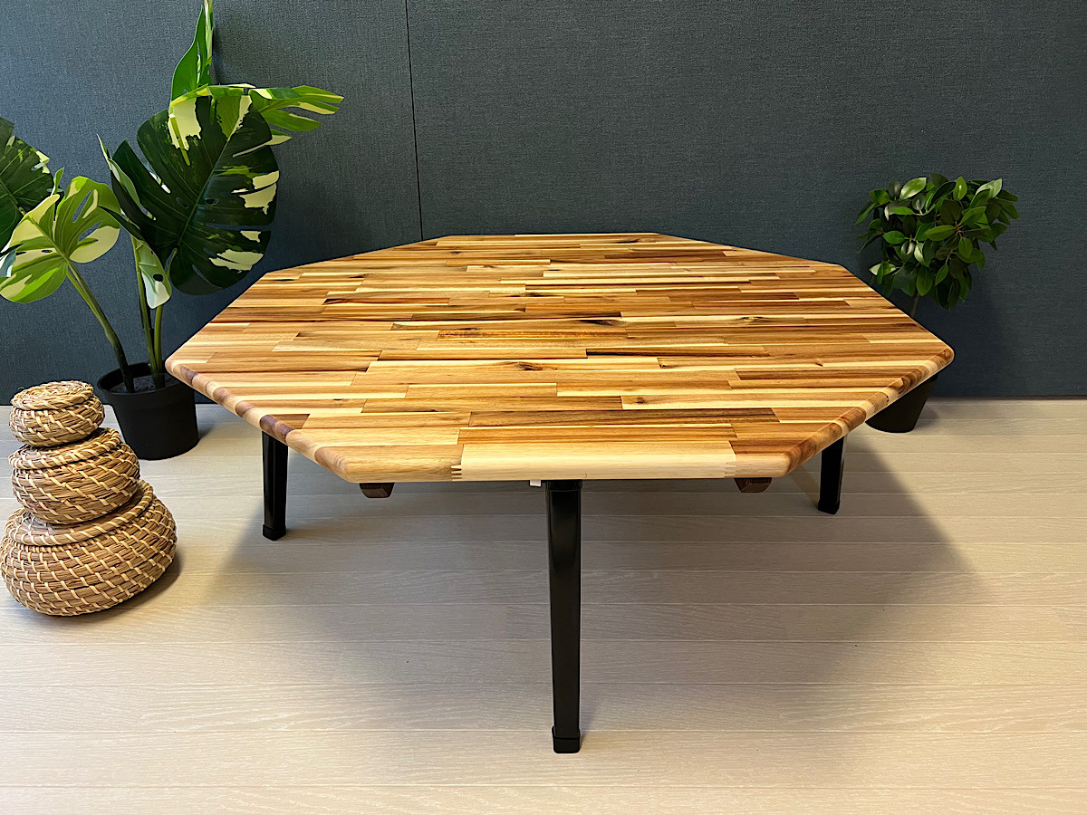 【送料無料】 ローテーブル 8角 90cm アカシア 折りたたみ脚