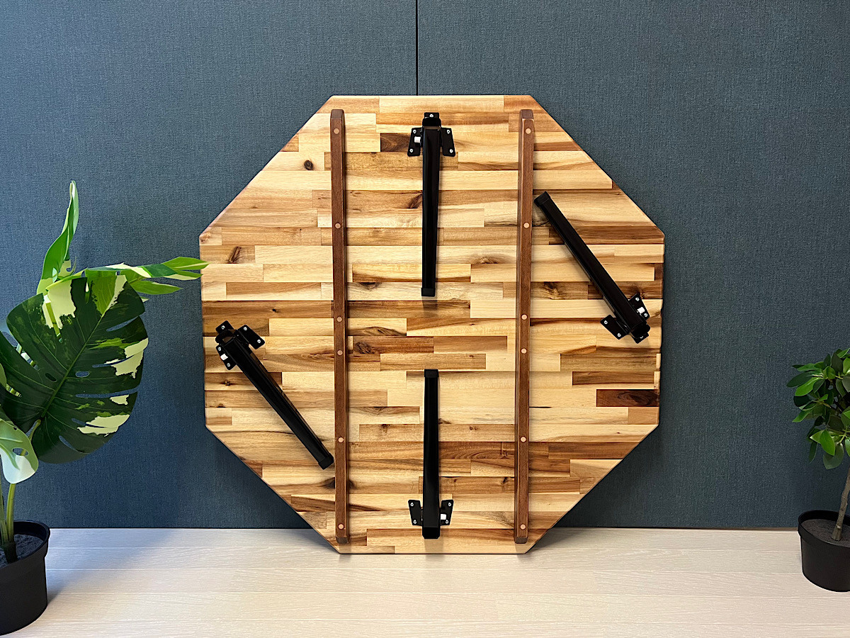 【送料無料】 ローテーブル 8角 90cm アカシア 折りたたみ脚