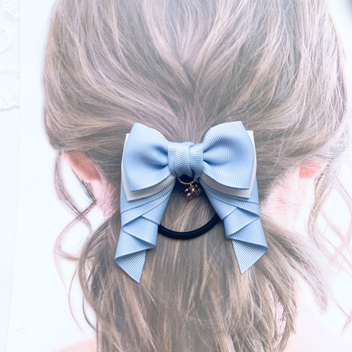 リボンヘアゴム リボン足の可愛い カラーリボン チャーム有無 選択