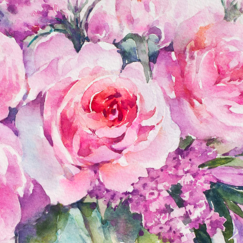 水彩画　バラ　原画　　額縁入り it-622c3b5161e3f-1200.jpg
