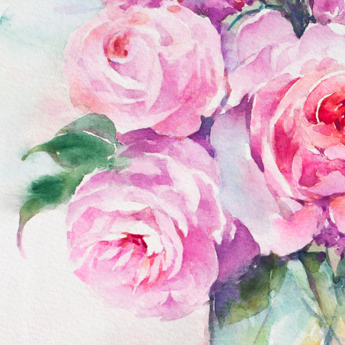 花で潤う毎日】透明水彩 ジークレー・オリジナル版画 180×180mm