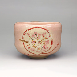 ☆楽入印「花桜」 抹茶碗☆　楽焼　茶道具　手描き 1枚目の画像