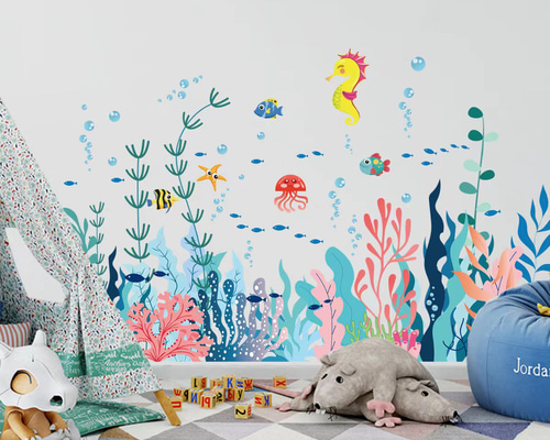 ウォールステッカー SY29 海底世界 珊瑚 魚 癒す DIY 壁紙