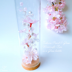 〜春色のきらめき〜 桜色のビジューツリーガーランド ガラスボトルL  Creema限定 母の日 7枚目の画像