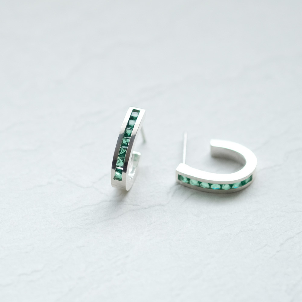 エメラルド フープ ピアス シルバー925