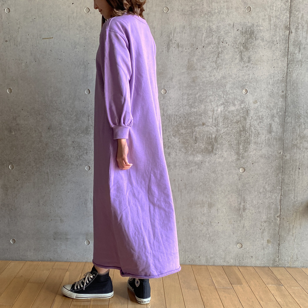 【日本製】FRNCH TERRY　9分袖裏毛ワンピース_ライラック