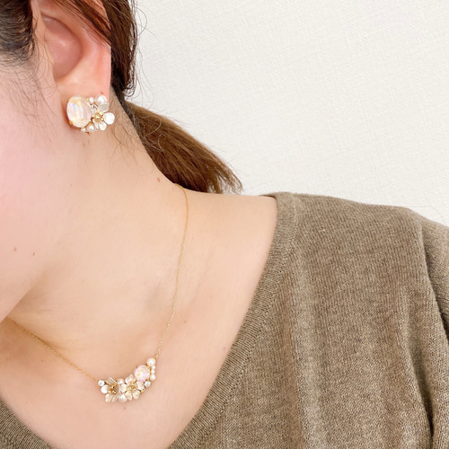 creema限定】白桜のアクセサリーセット(アイボリー) イヤリング