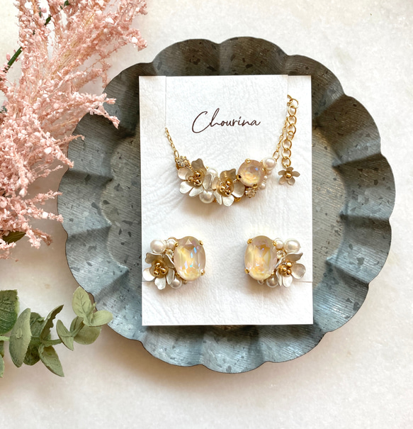 creema限定】白桜のアクセサリーセット(アイボリー) イヤリング