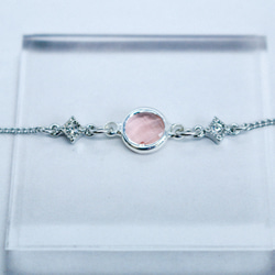 桜色のクリスタルガラスのブレスレット　　シルバー金具 12枚目の画像