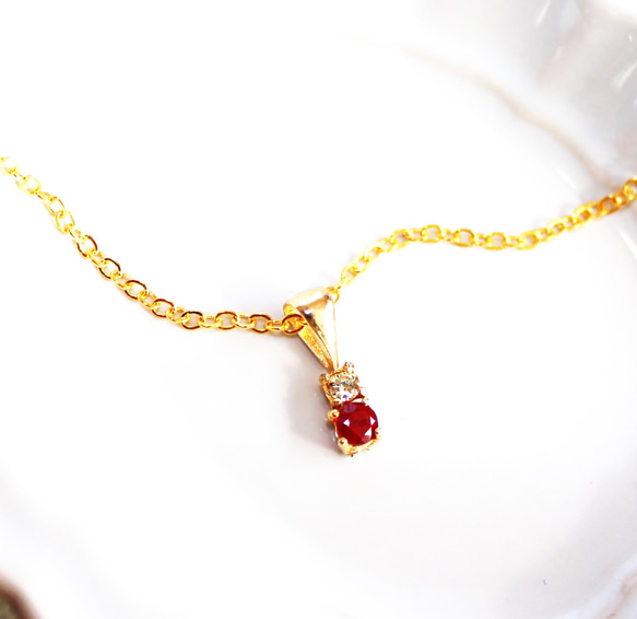 - petit - k18+k18gp Diamond & Ruby Pendant Top 3枚目の画像