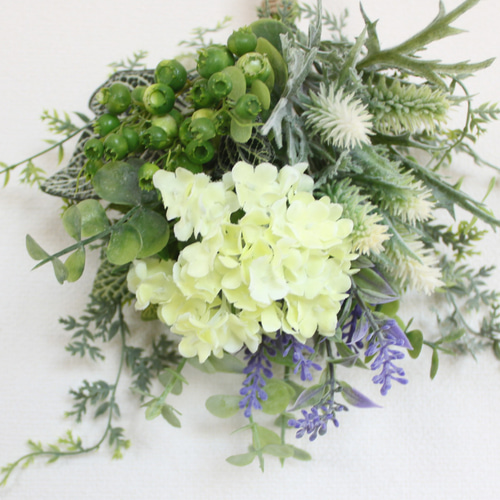 送料無料」ノースボールのグリーン系 ミニスワッグリース 壁掛け