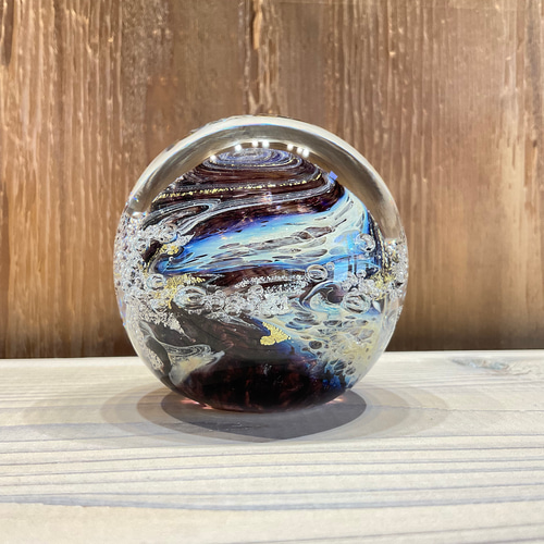 藤色 オバタ硝子工房 宙soraのペーパーウェイト ガラス パープル