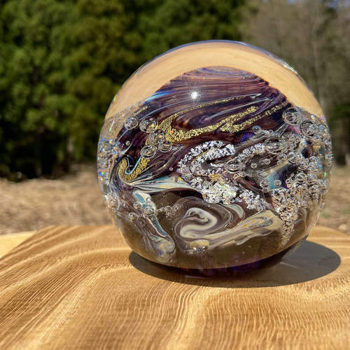 藤色 オバタ硝子工房 宙soraのペーパーウェイト ガラス パープル