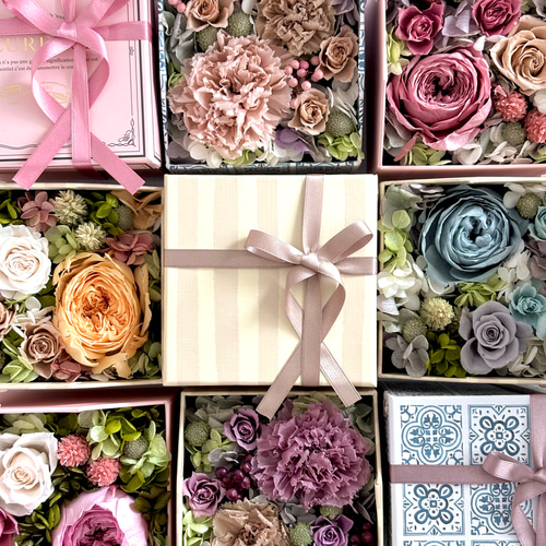 【ハンドメイド】薔薇・カーネーションのフラワーBOX ユンチュゲフラワーアートハンドメイド】カーネーション8面