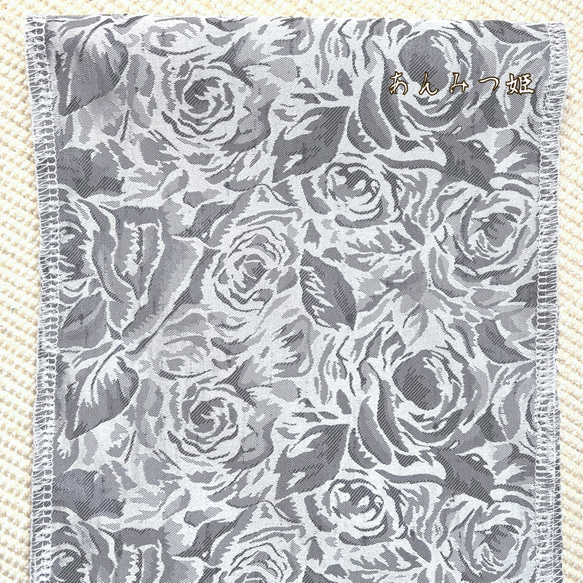 洗える半衿  つやつやグレーの薔薇 7枚目の画像