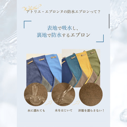 受注製作　発送14日以内　ネイビー 防水エプロン 表地で給水・裏地で防水タイプ 男女 ギフト ネーム刺繍可 シンプル 紺 5枚目の画像