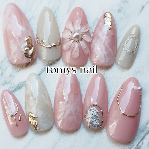 ネイルチップ 春ニュアンス 入学式 お上品 ネイルチップ（つけ爪