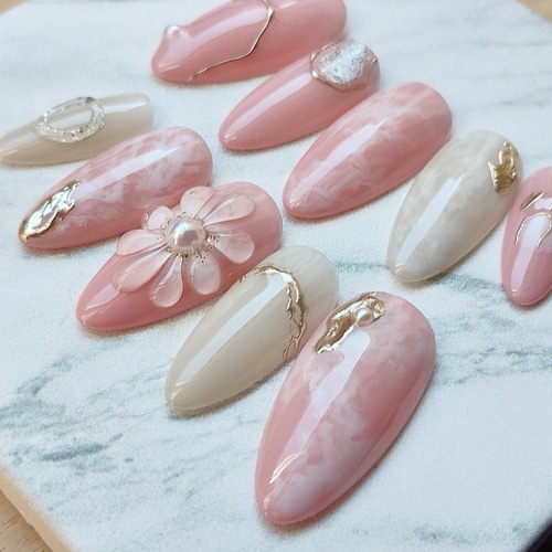 ネイルチップ 春ニュアンス 入学式 お上品 ネイルチップ（つけ爪