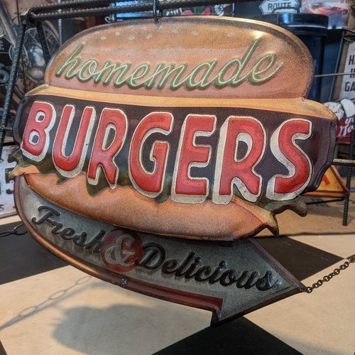 アメリカンダイナー 折畳み式 A型看板 ハンバーガー屋さん