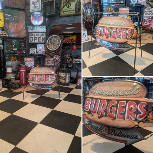 アメリカンダイナー 折畳み式 A型看板 ハンバーガー屋さん サイン