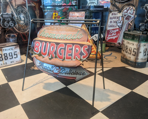 アメリカンダイナー/ ハンバーガー 立体式サインボード/ BURGERS