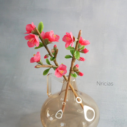 枯れない 木瓜の花 ✿クレイフラワー NO.H12-10K アートフラワー