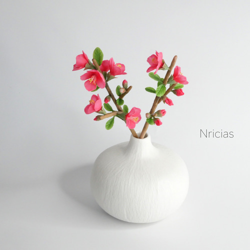 枯れない 木瓜の花 ✿クレイフラワー NO.H12-10K アートフラワー