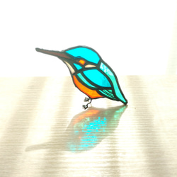 ガラスのカワセミ（ステンドグラス）　青い鳥 4枚目の画像